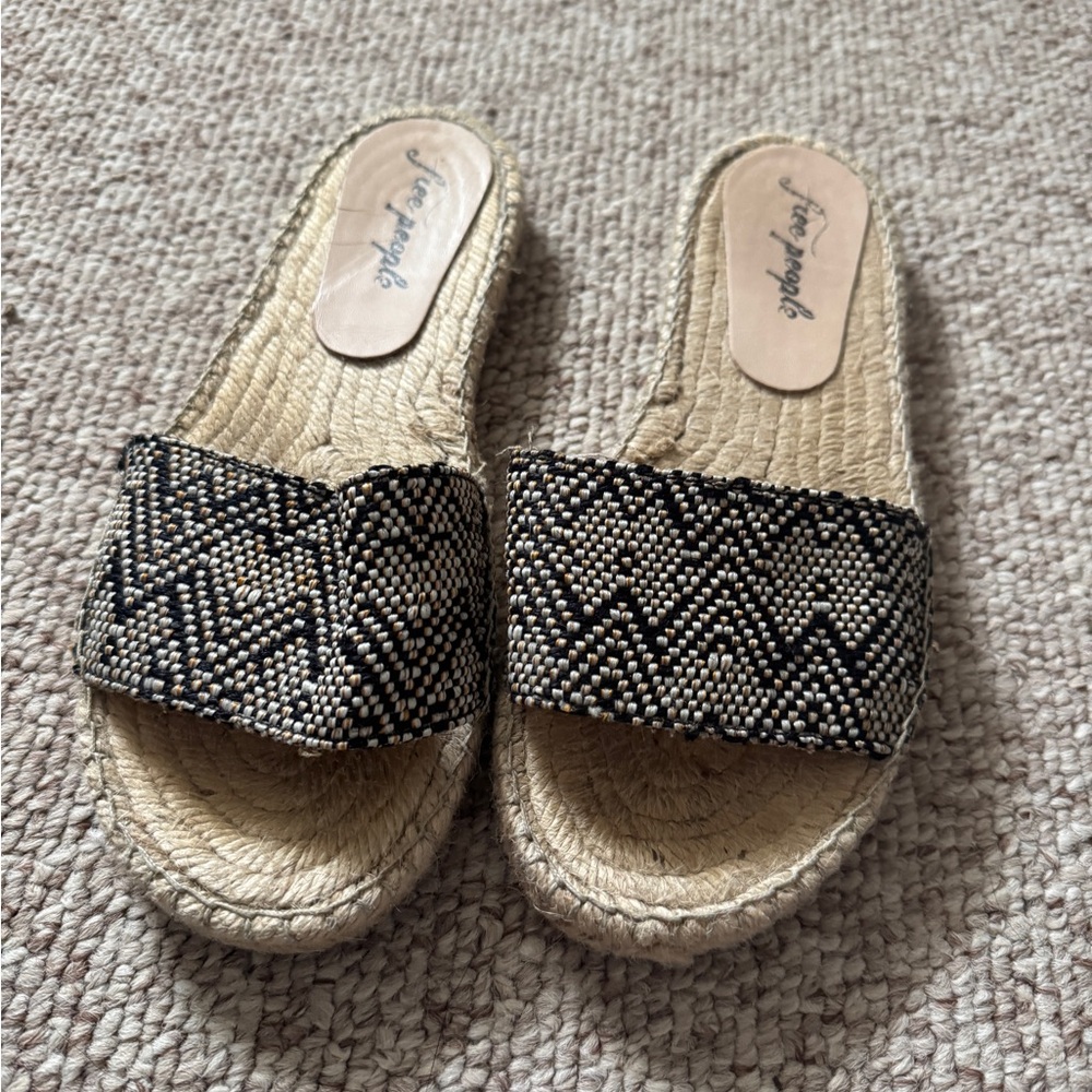 Free People Black Aztec Woven Women's Sandal Slides